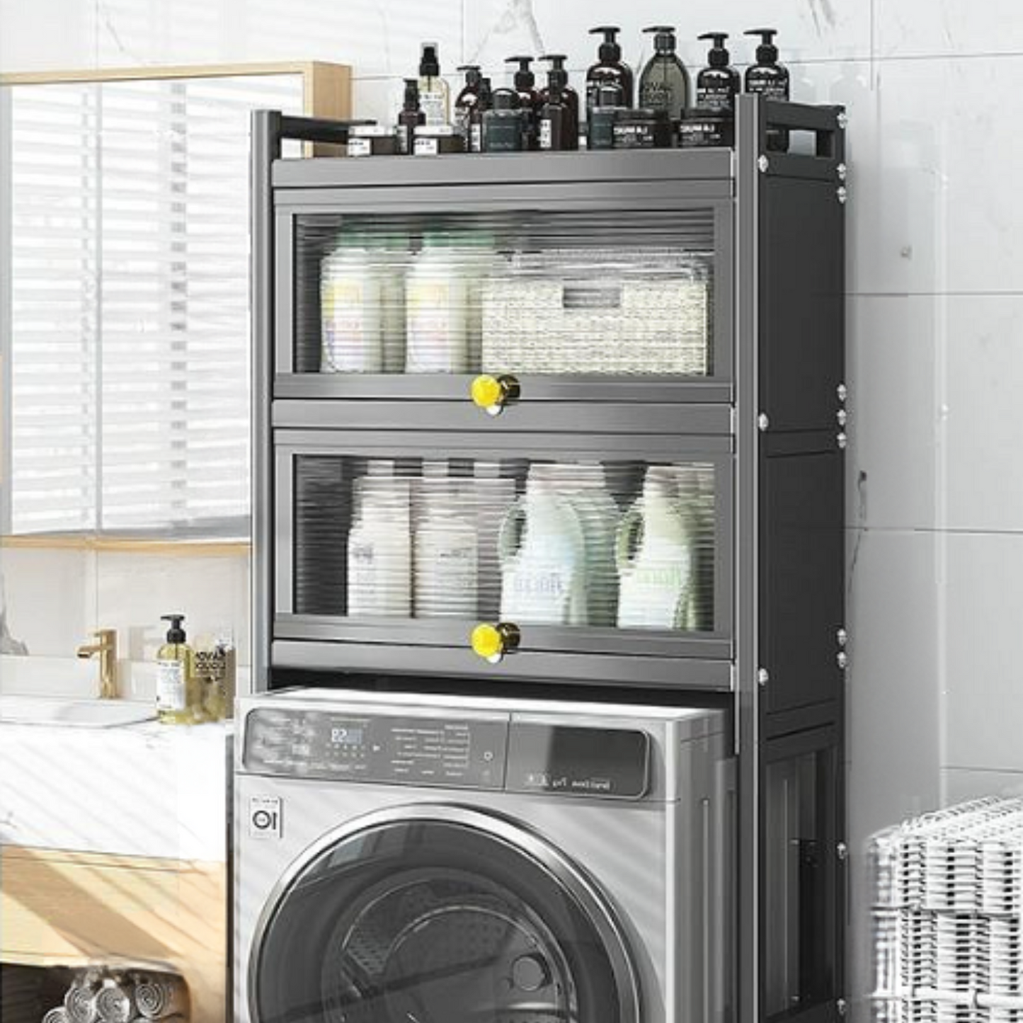 Estante de Lavandería Mueble Rack Negro