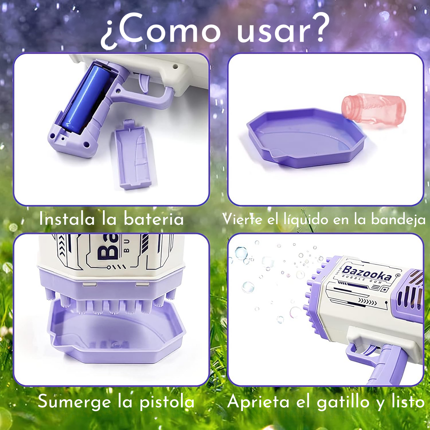 Pistola De Burbujas Con Batería Recargable