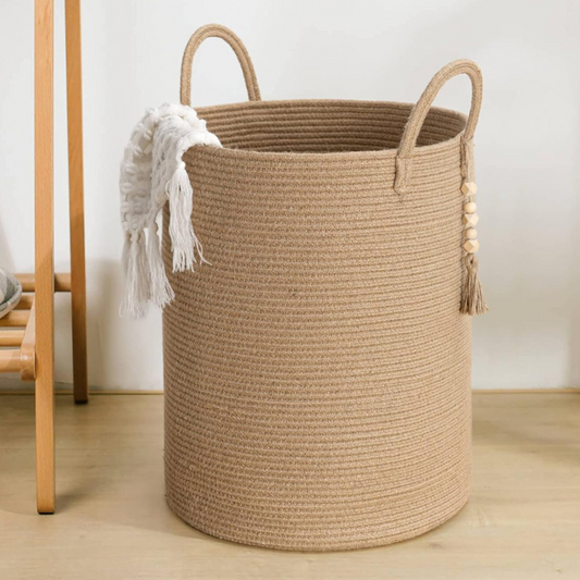 Cesta Tejida Cáñamo Beige