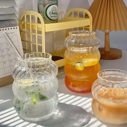 Set 2 Vasos Relieve con Bombilla 800ml