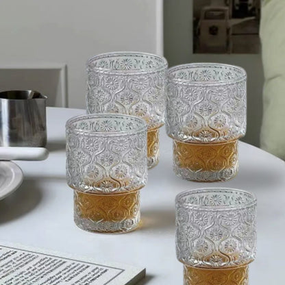 Set de 4 Vasos de vidrio Flor Begonia de 180 ml