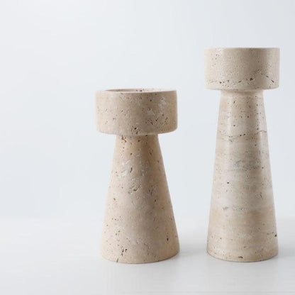 Candelabro Portavelas Marmol Travertino Torre Pequeño