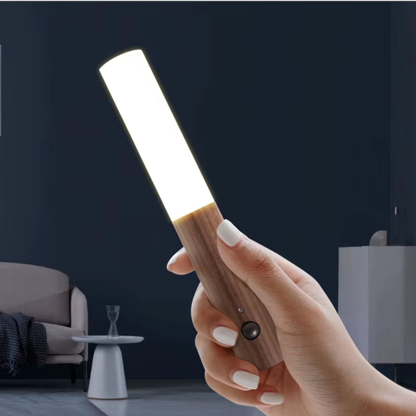 Luz Nocturna Portátil con Sensor Caoba