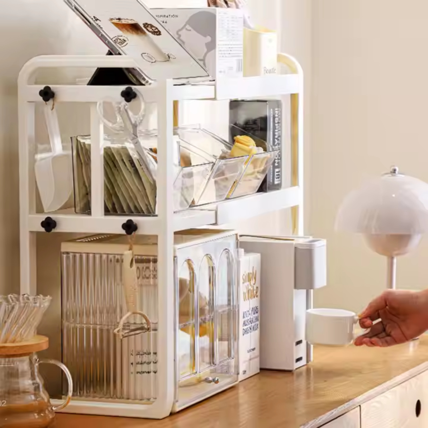Estante Organizador Extensible Para Cocina 2 Niveles Blanco