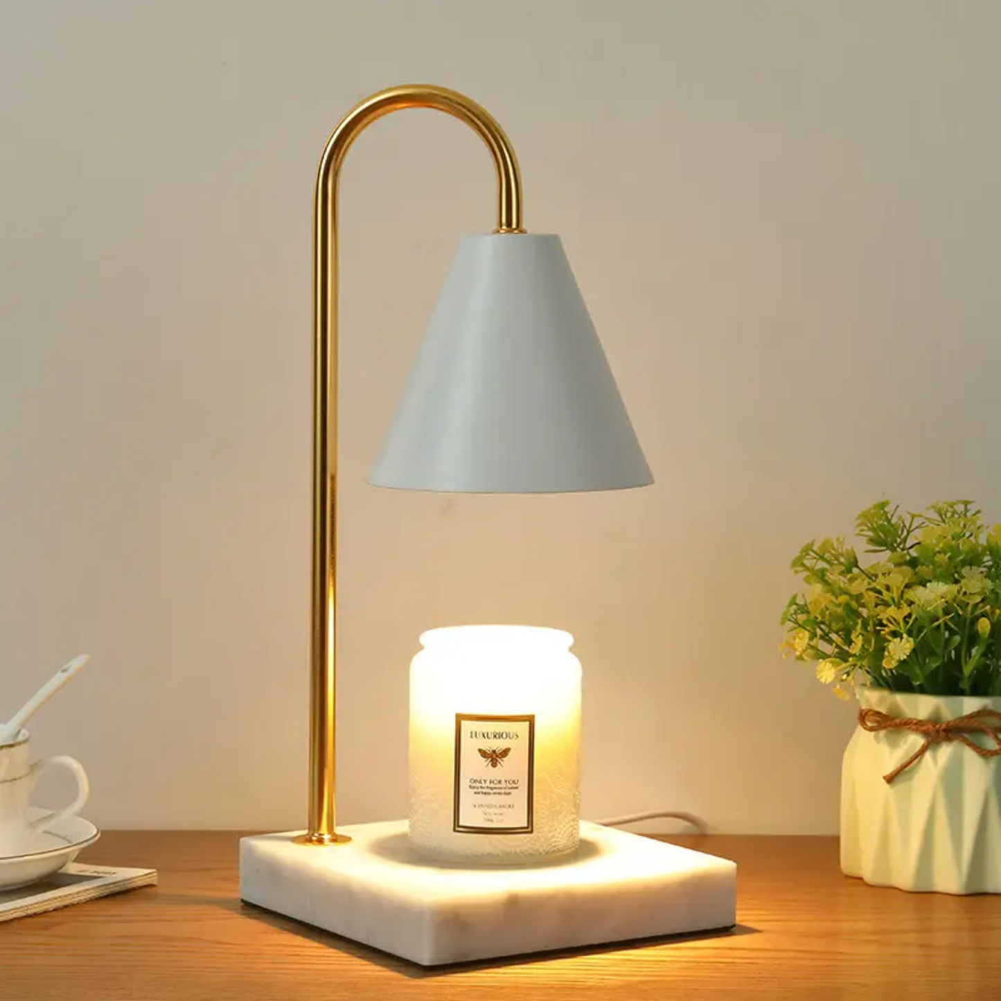 Lampara Calentadora de Velas Blanca