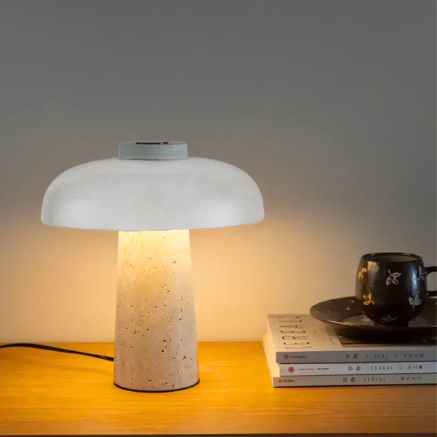 Lámpara Led Blanco de Piedra Travertino