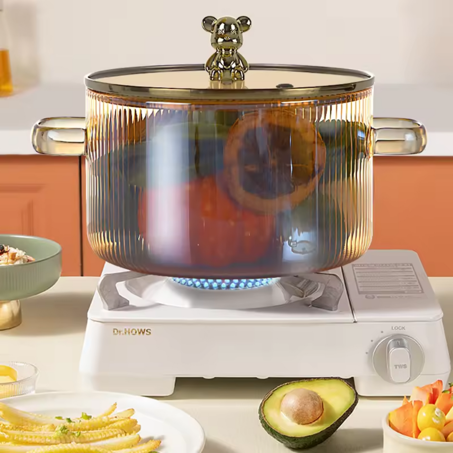 Olla de Vidrio Oso Dorado Minimalista