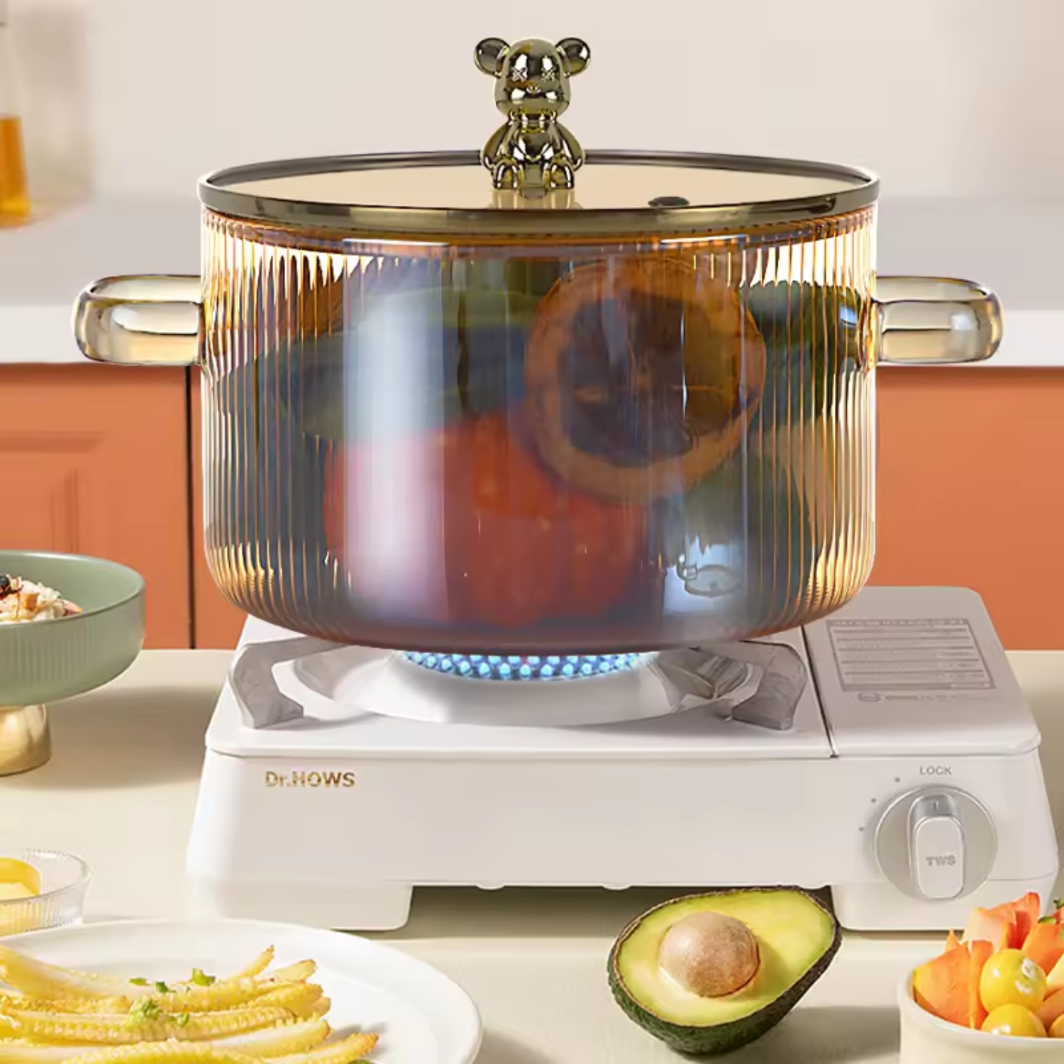 PREVENTA - Olla de Vidrio Oso Dorado Minimalista