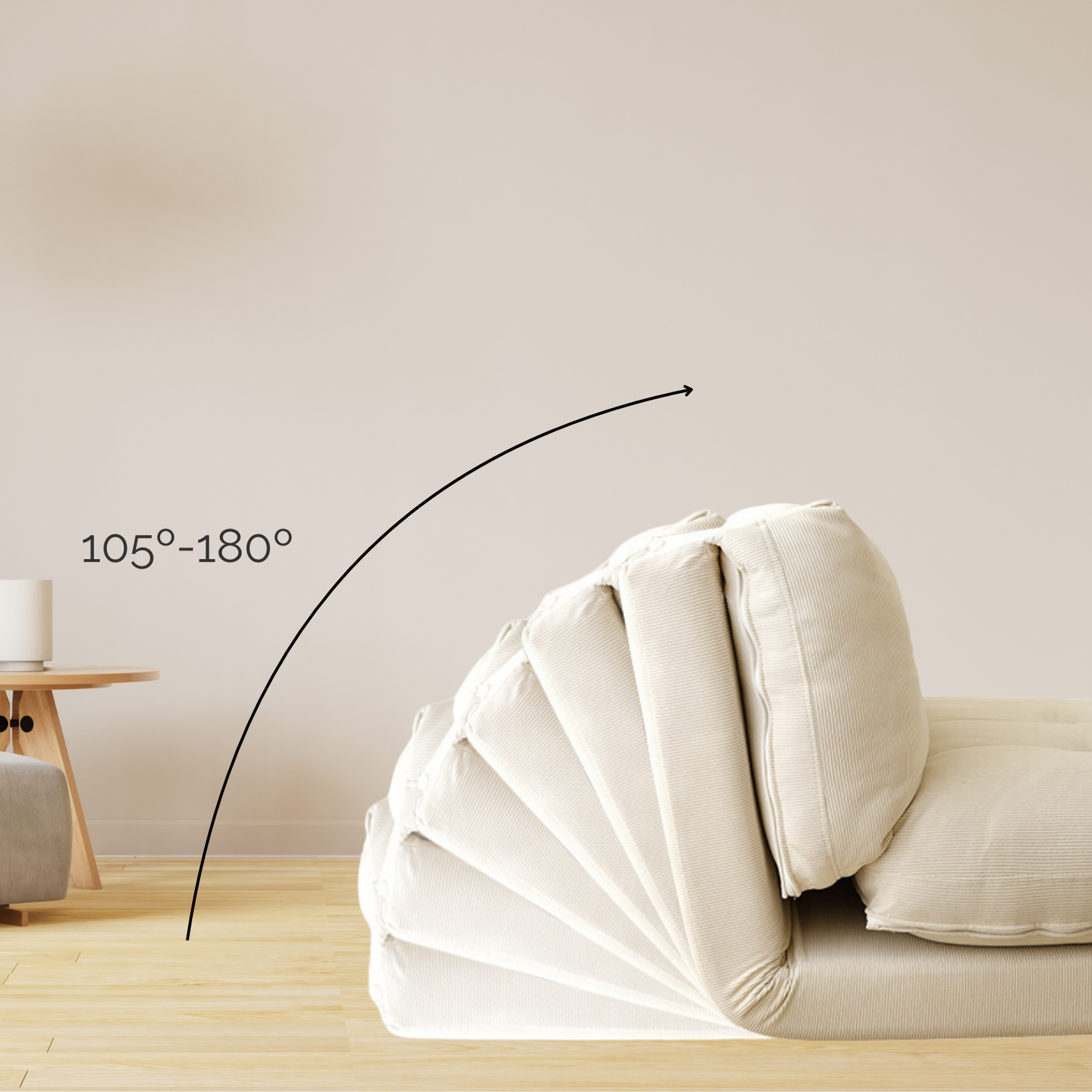 Sofá Cama Plegable Tela Crema