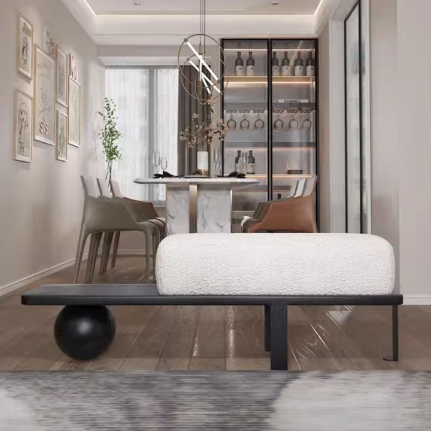 PREVENTA - Taburete Moderno Madera Maciza Negro Ovalado