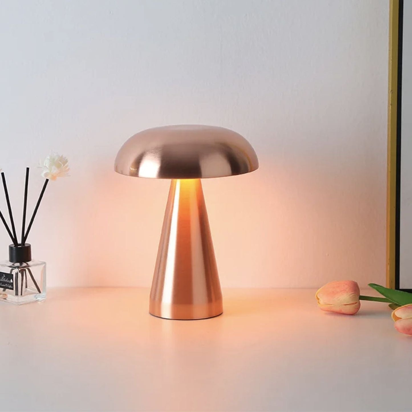 Lampara Led De Mesa Recargable Oro Rosa