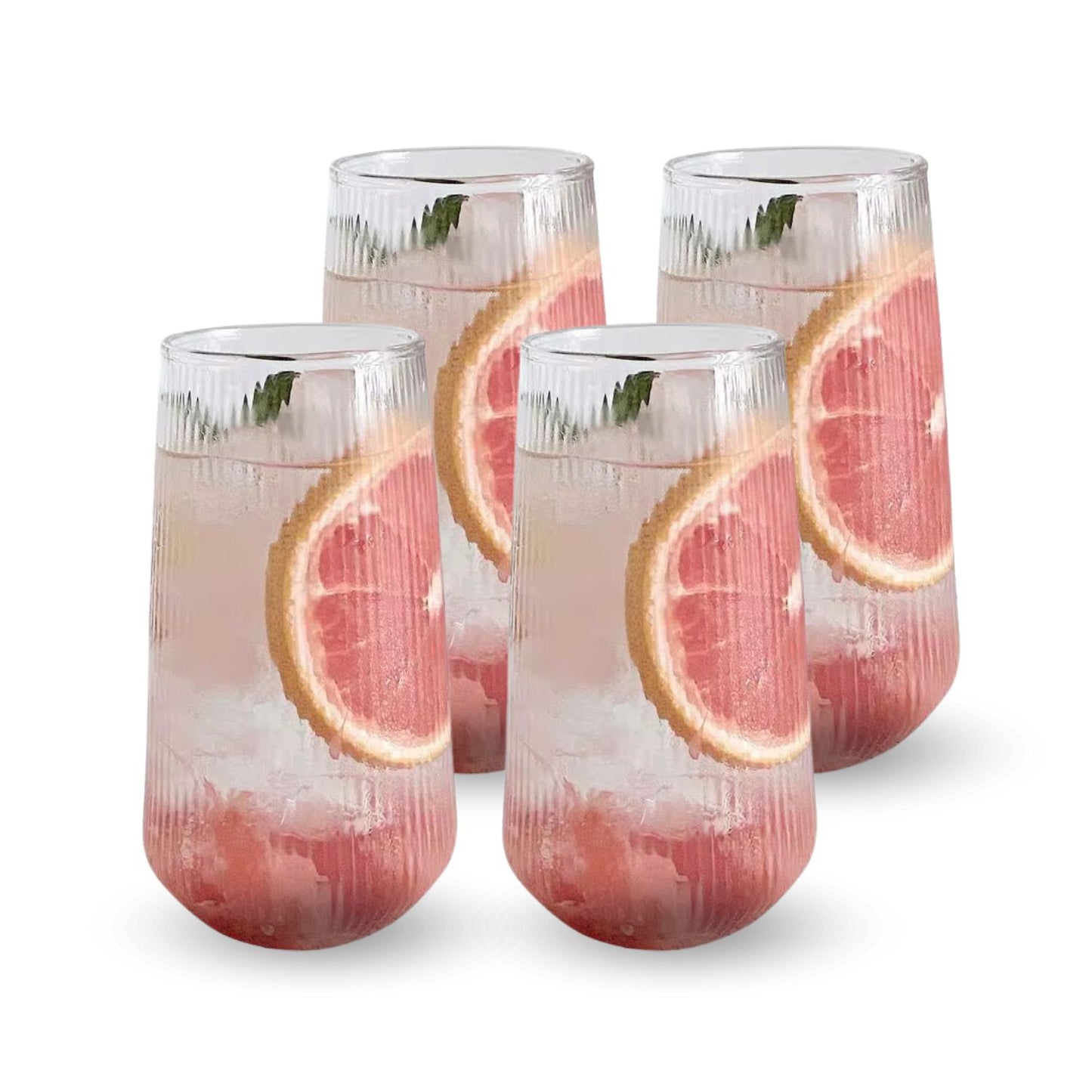 Set 4 Vasos Vidrio Líneas Slim Fresh 500ml