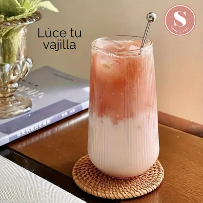 Set 4 Vasos Vidrio Líneas Slim Fresh 500ml