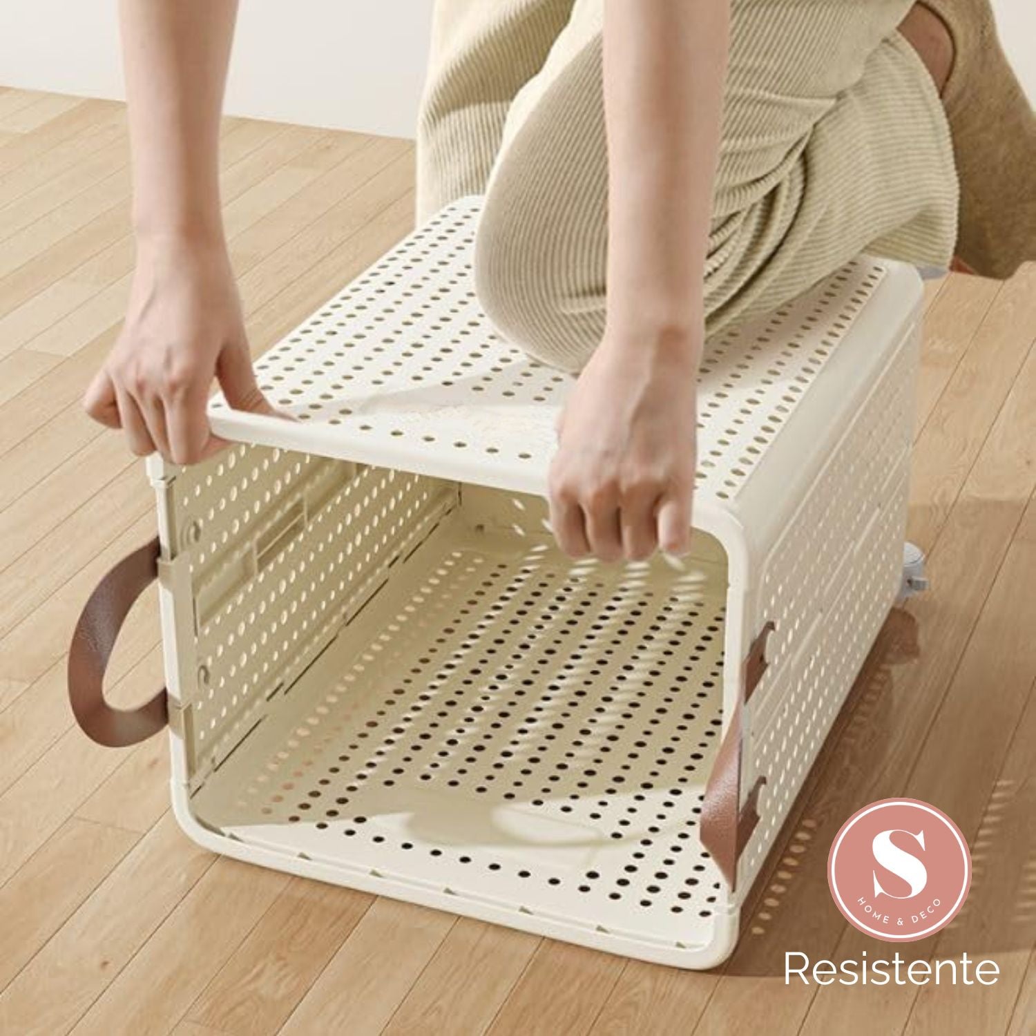 Cesta Plegable con Ruedas y Asas