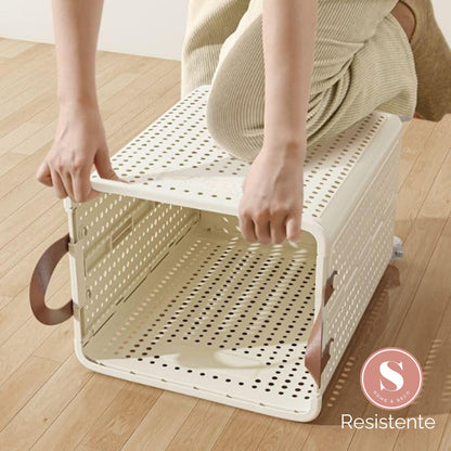 Cesta Plegable con Ruedas y Asas