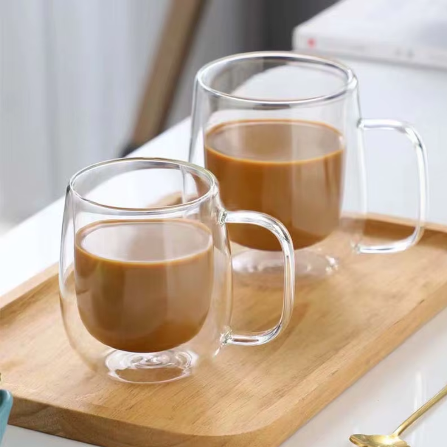 Set 2 Tazas Doble Pared Vidrio 350 ml