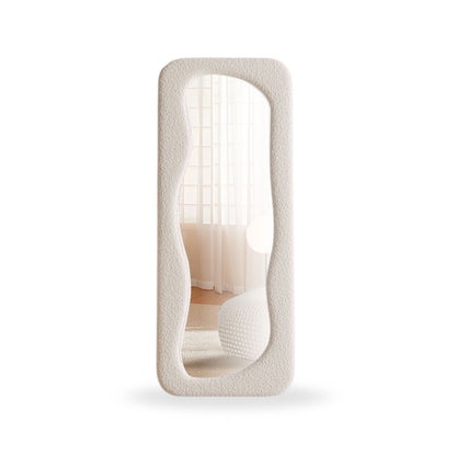 Espejo Blanco Cuerpo Entero Estilo Bouclé 180x80cm