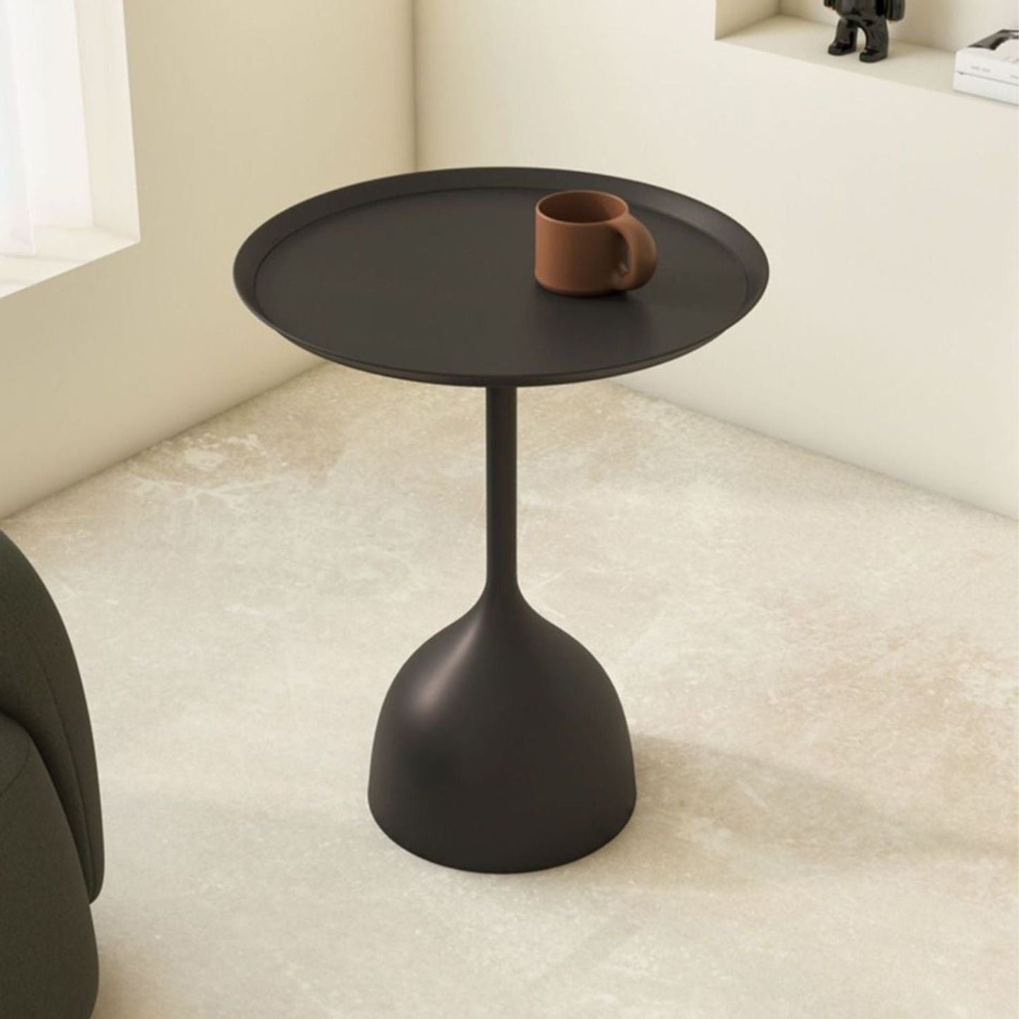 Mesa De Centro Lateral Metal Mate Negro Nórdico
