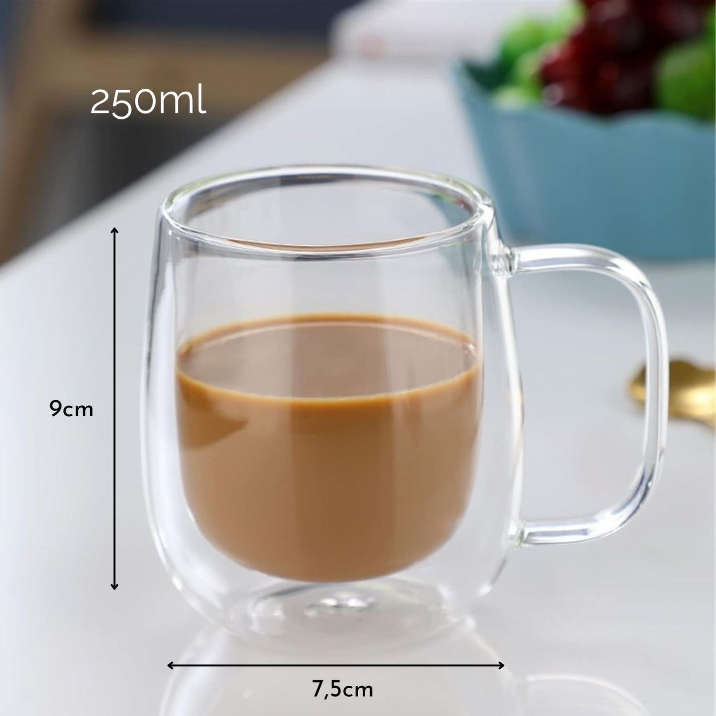 Taza De Cafe Doble Vidrio 250 Ml