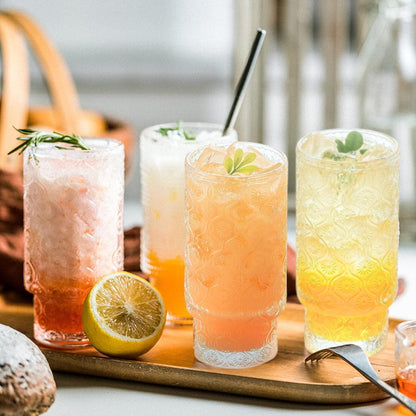 Set de 4 Vasos de vidrio Flor Begonia de 280 ml.