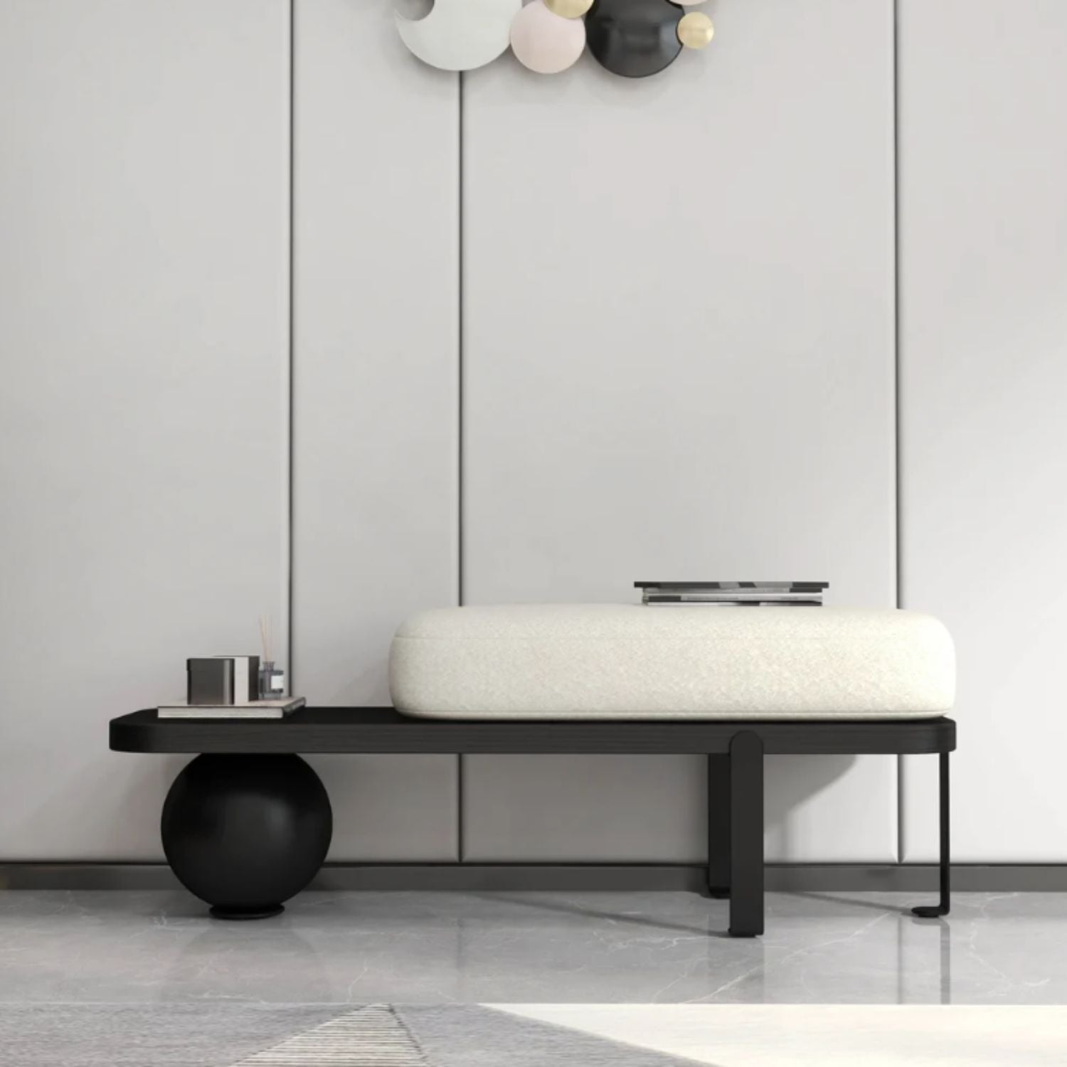 PREVENTA - Taburete Moderno Madera Maciza Negro Ovalado