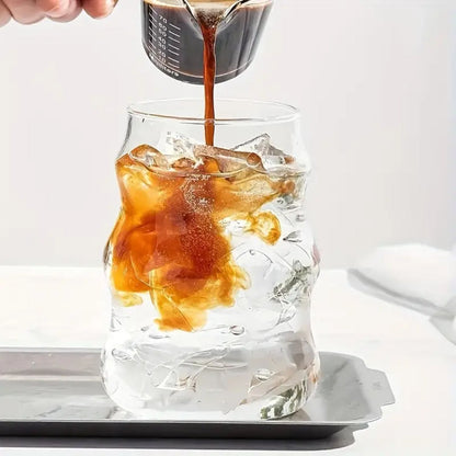 Set 4 Vasos Vidrio Diseño Ondas con Bombilla 510ml