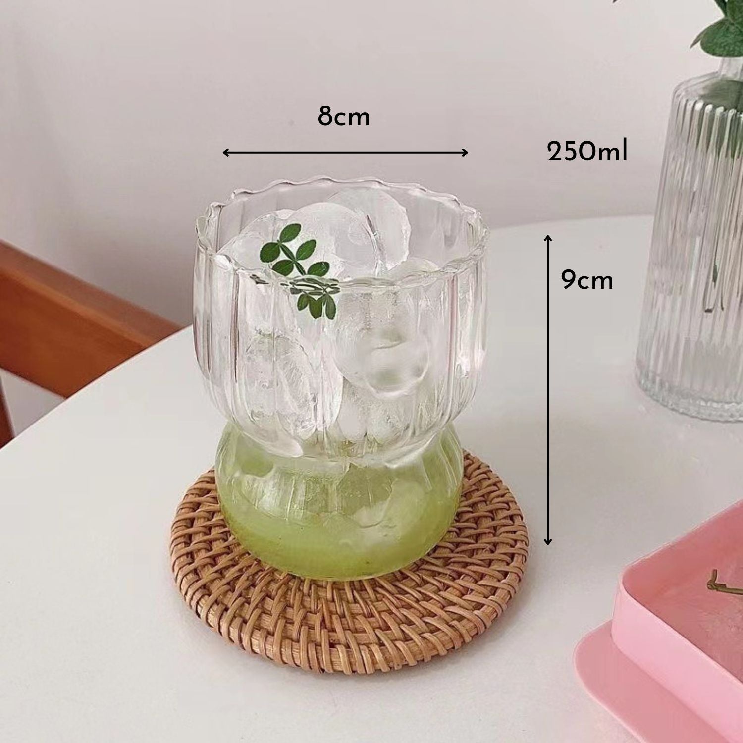 Set 4 Vasos Anchos Lineas Vertical 250ml