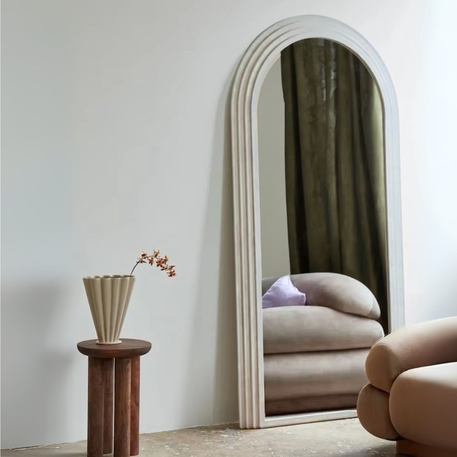 PREVENTA - Espejo Arco Escalonado Beige Cuerpo Entero 200x100cm