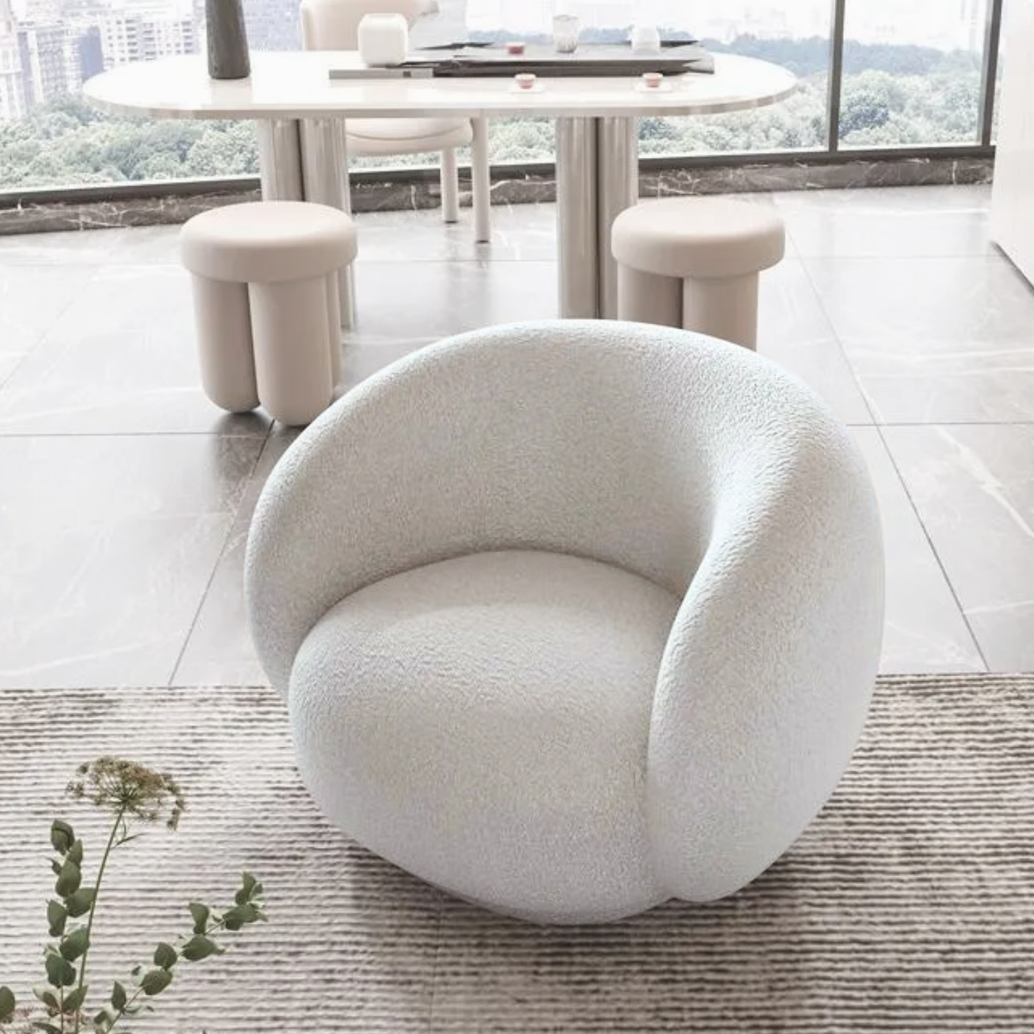 Sillón Individual Blanco Estilo Minimalista Blanco