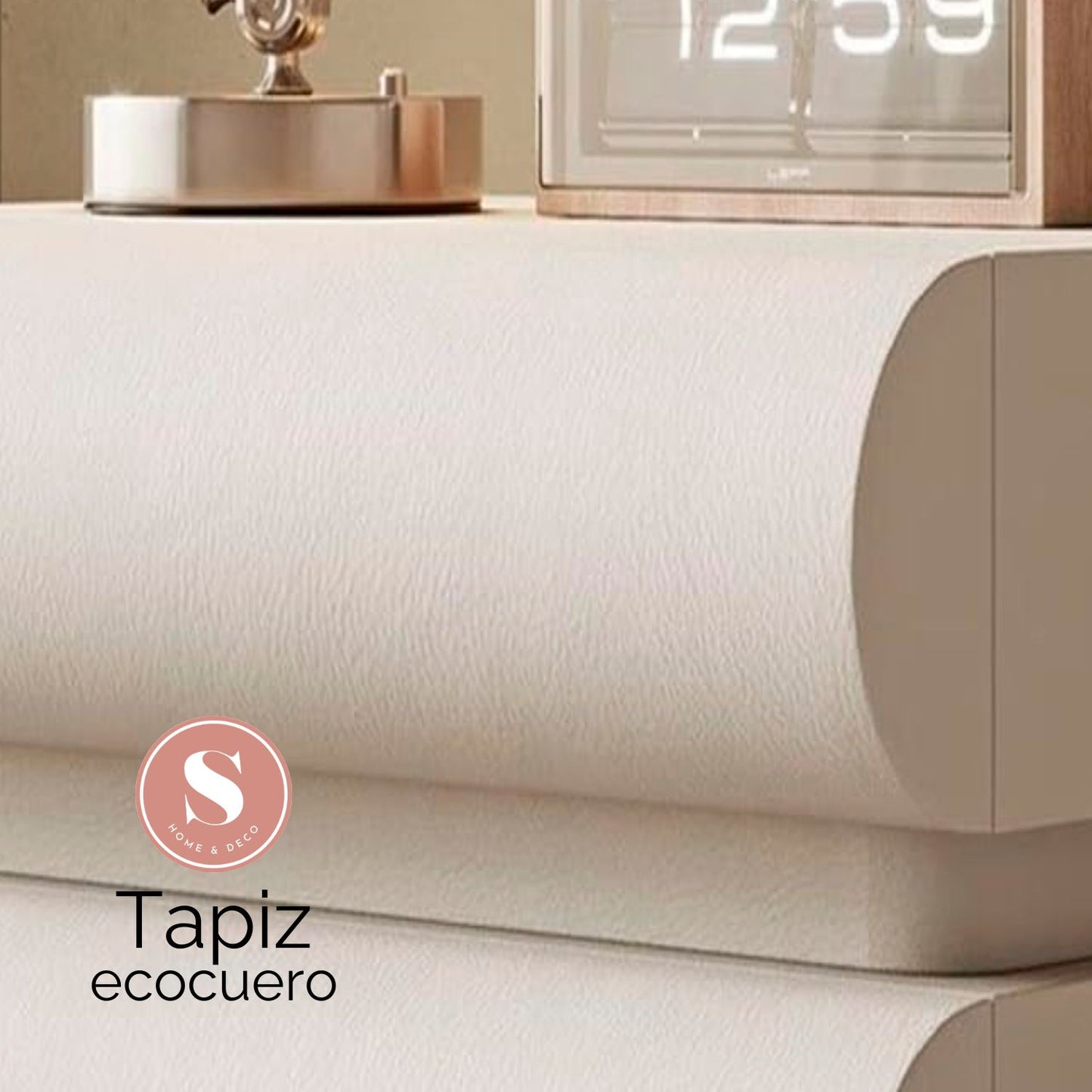 Velador Minimalista Beige Doble Cajon