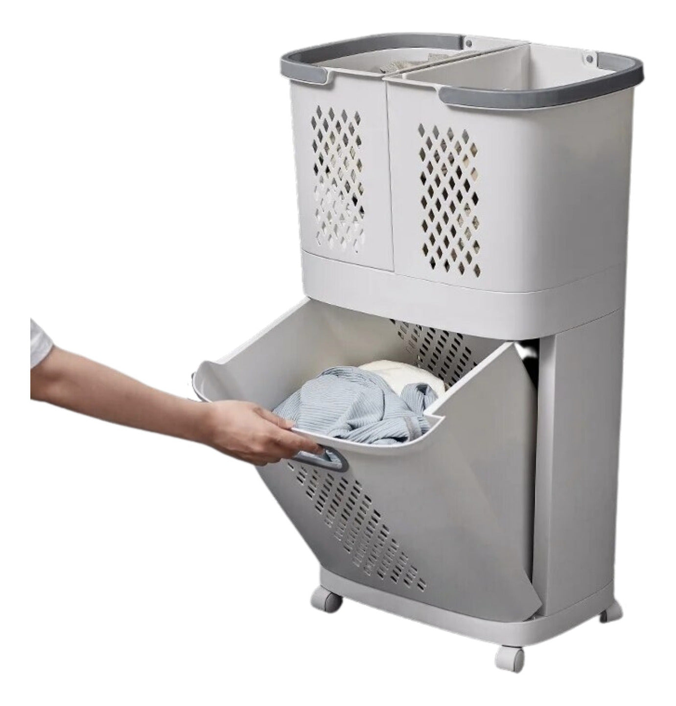 Canasto para Ropa con Ruedas y Cestas Desmontables