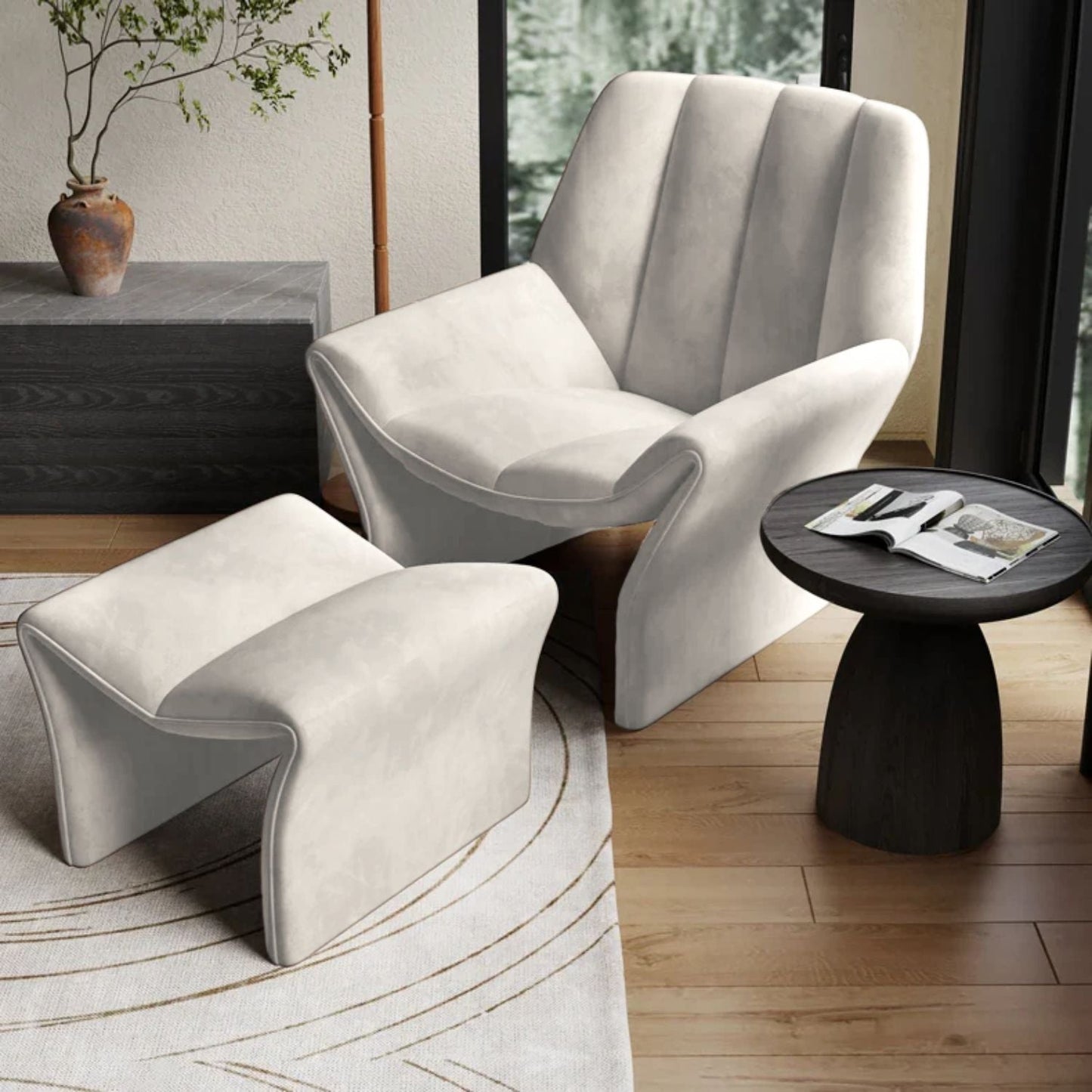 Sitial Velvet Crema con Apoyapiés