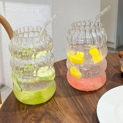 Set 2 Vasos Relieve con Bombilla 800ml