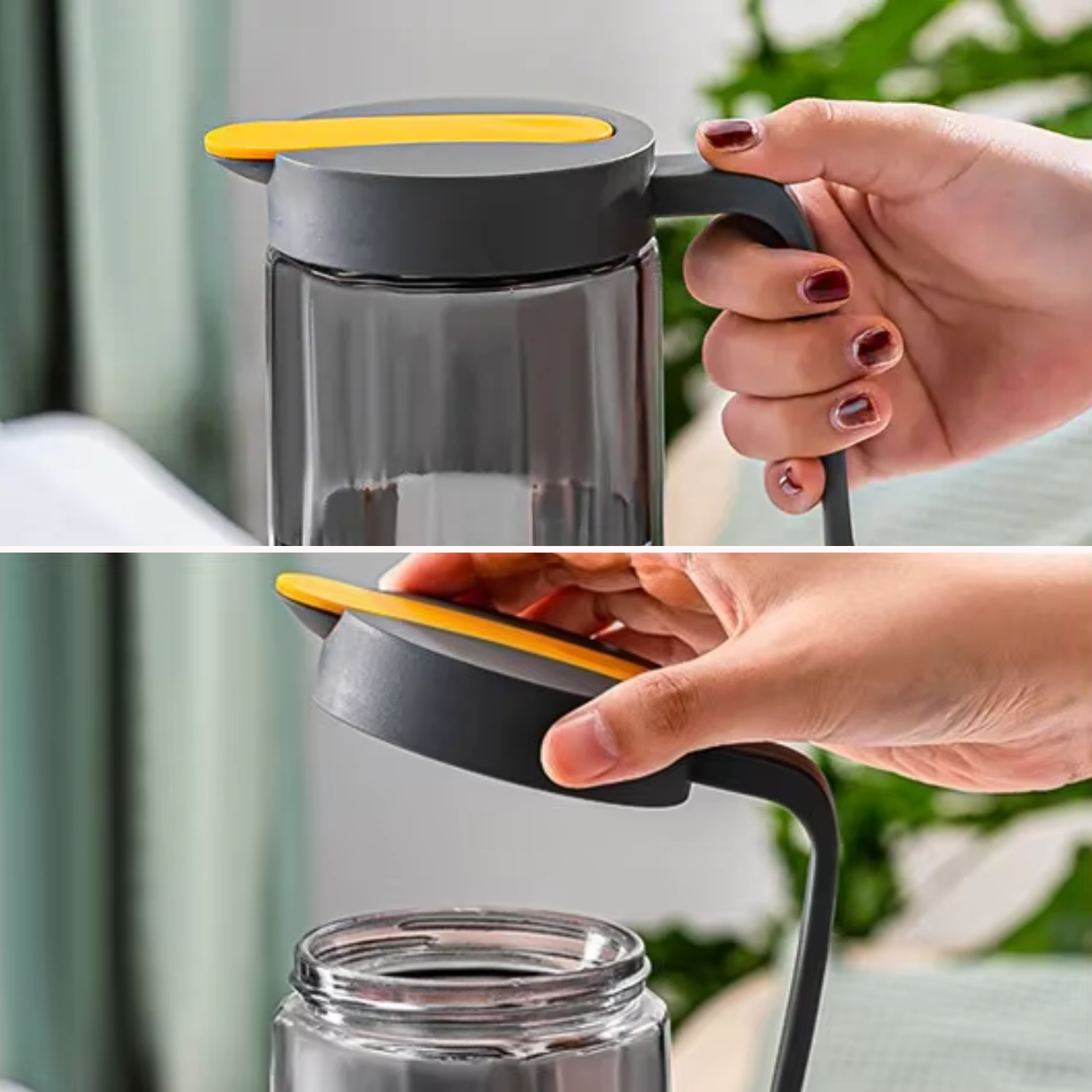 Jarra De Vidrio Dosificadora Y 4 Vasos Cocina Tetera