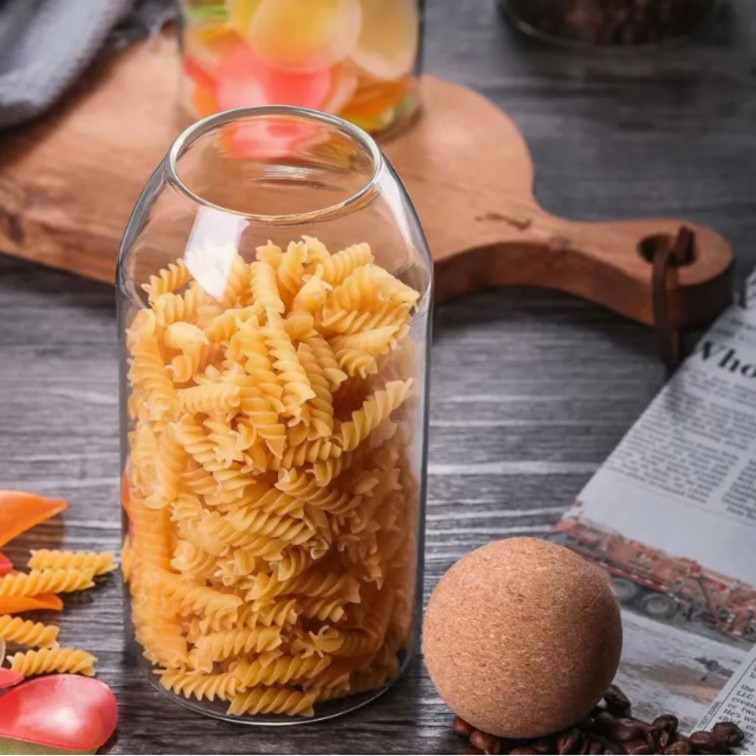 Contenedor de Vidrio y Tapa de Corcho Set 3un