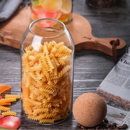 Contenedor de Vidrio y Tapa de Corcho Set 3un