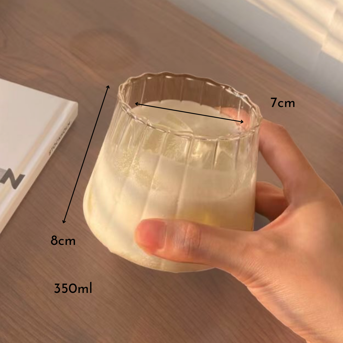 Set 4 Vasos Vidrio Acanalado 325ml