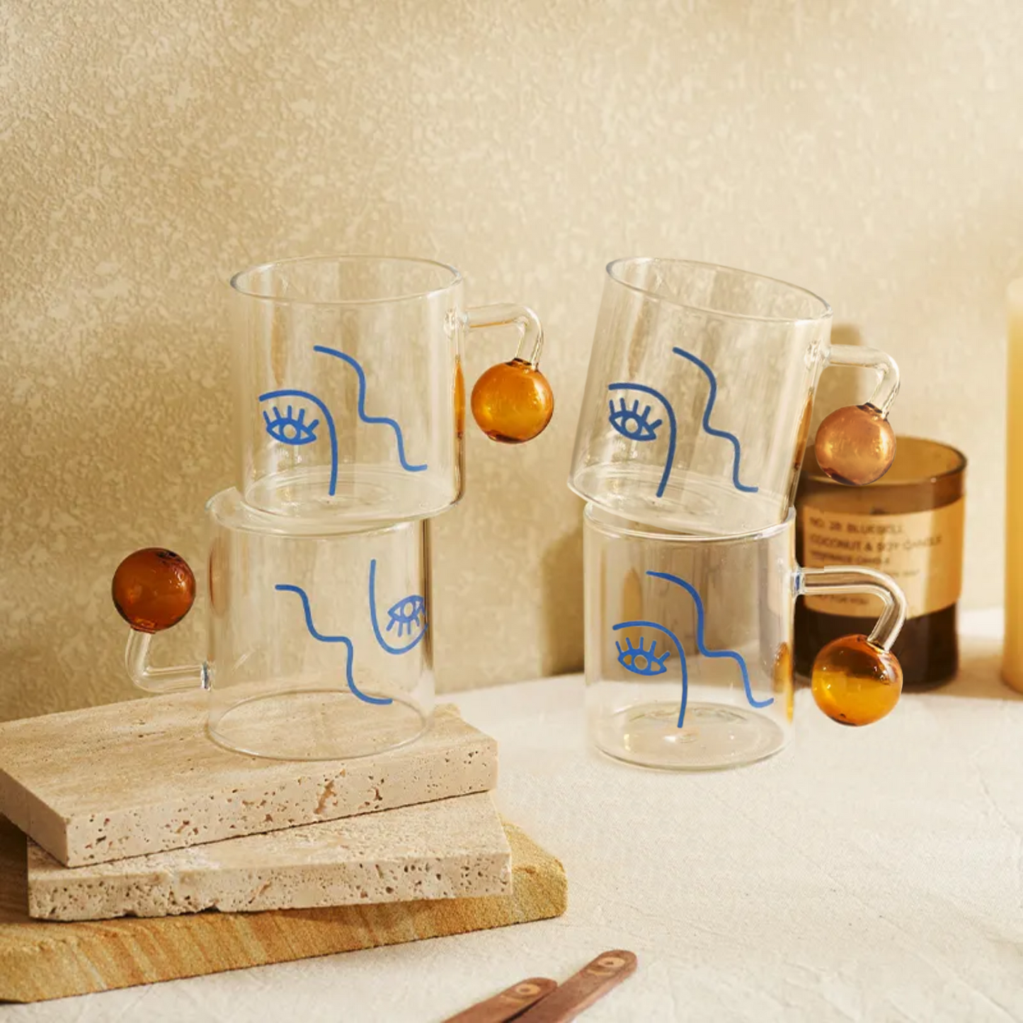 Set 4 Tazas para Café Diseño Arte 180ml