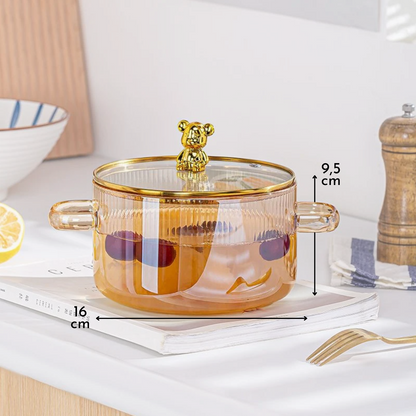 PREVENTA - Olla de Vidrio Oso Dorado Minimalista