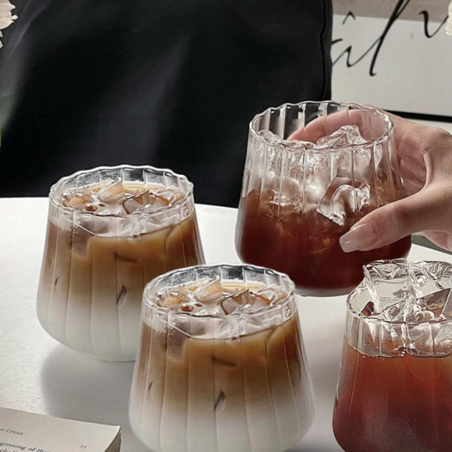 Set 4 Vasos Vidrio Acanalado 325ml