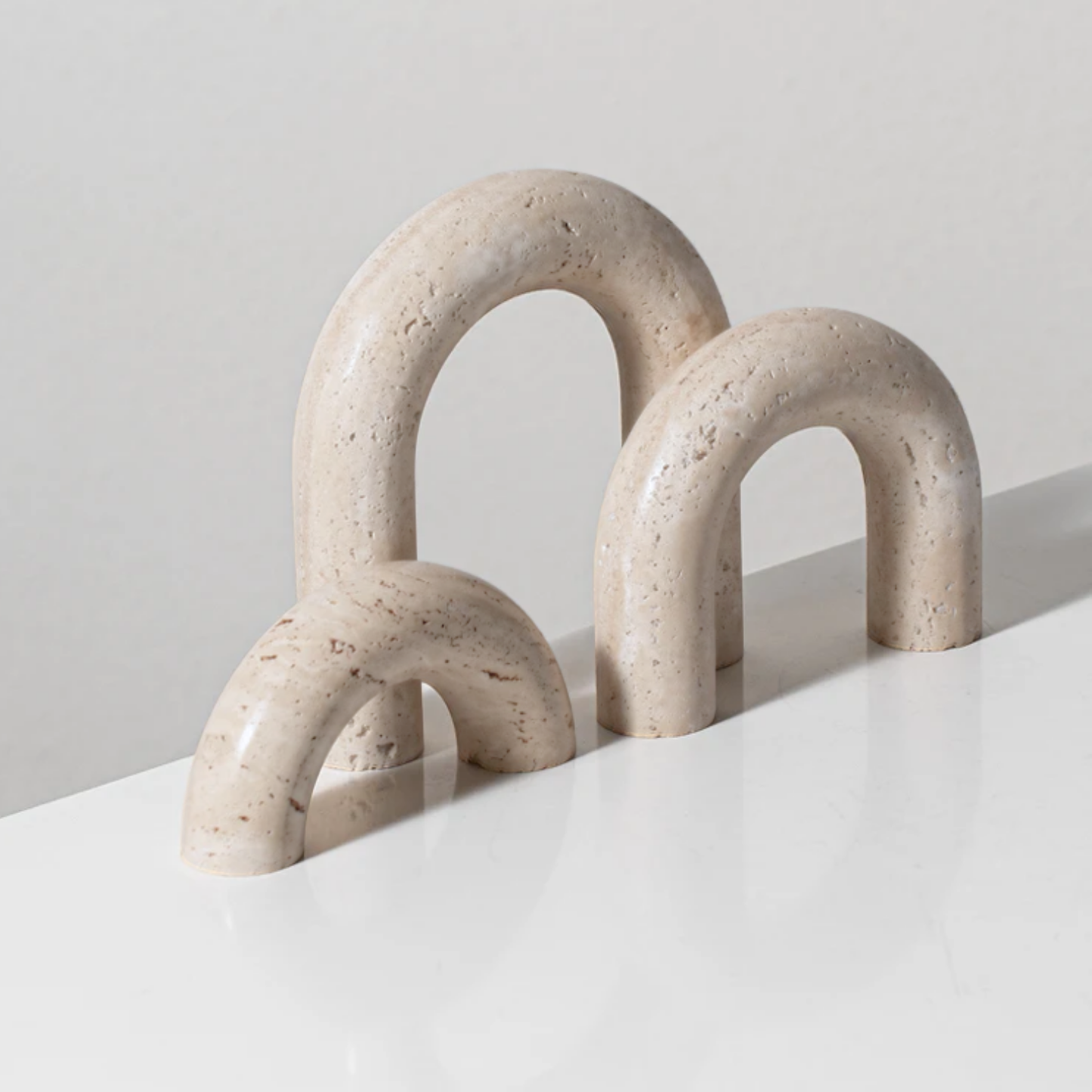 Set 3 Arcos Figura Deco Estilo Marmol Travertino