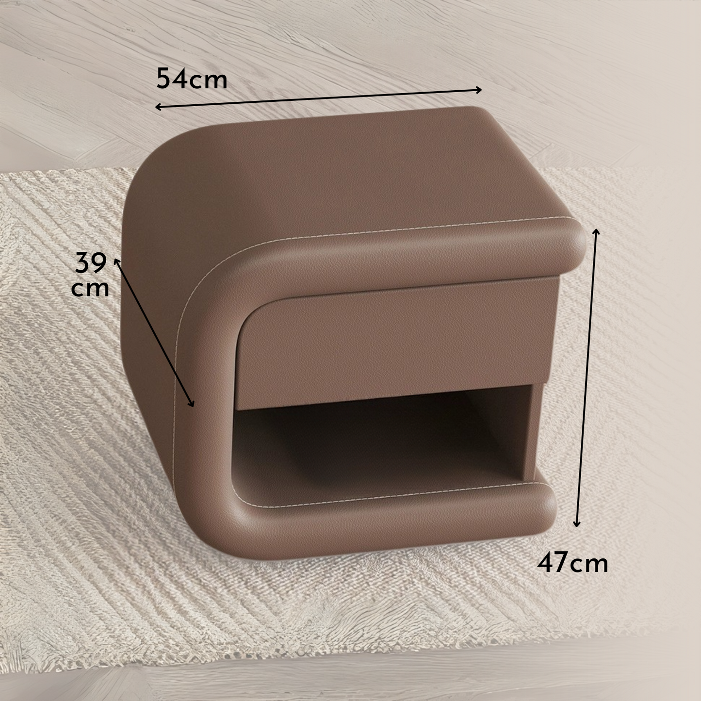 Velador Mocha Mousse Izquierdo Ecocuero