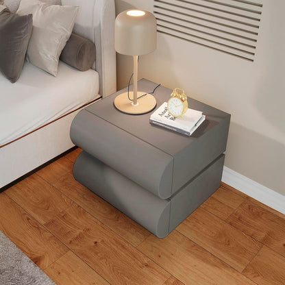 Velador Minimalista Gris Claro Doble Cajon