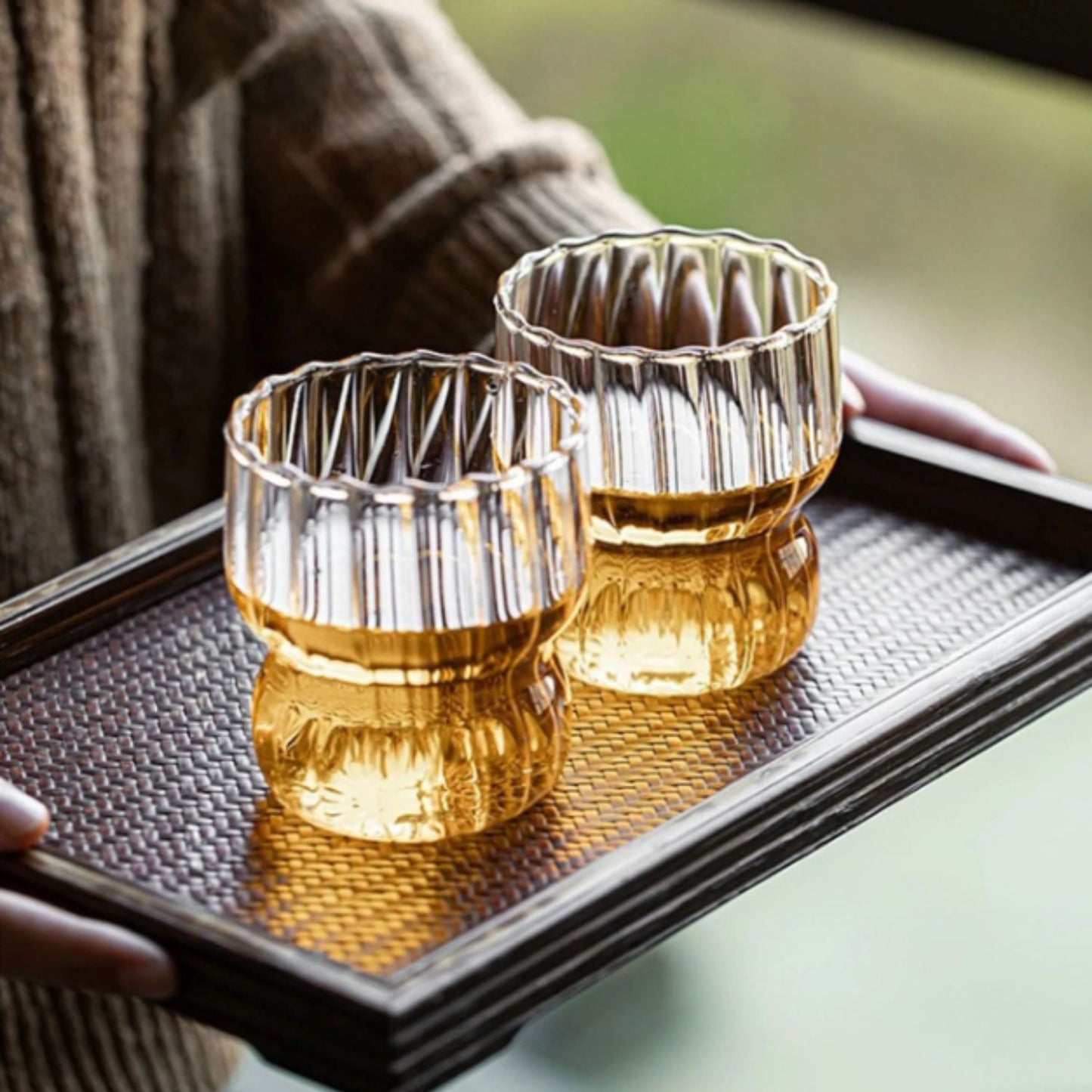 Set 4 Vasos Anchos Lineas Vertical 250ml