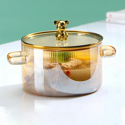 Olla de Vidrio Oso Dorado Minimalista