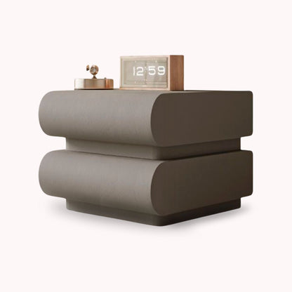 Velador Minimalista Gris Claro Doble Cajon