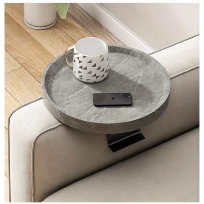 Mesa Para Sofá Gris Redonda