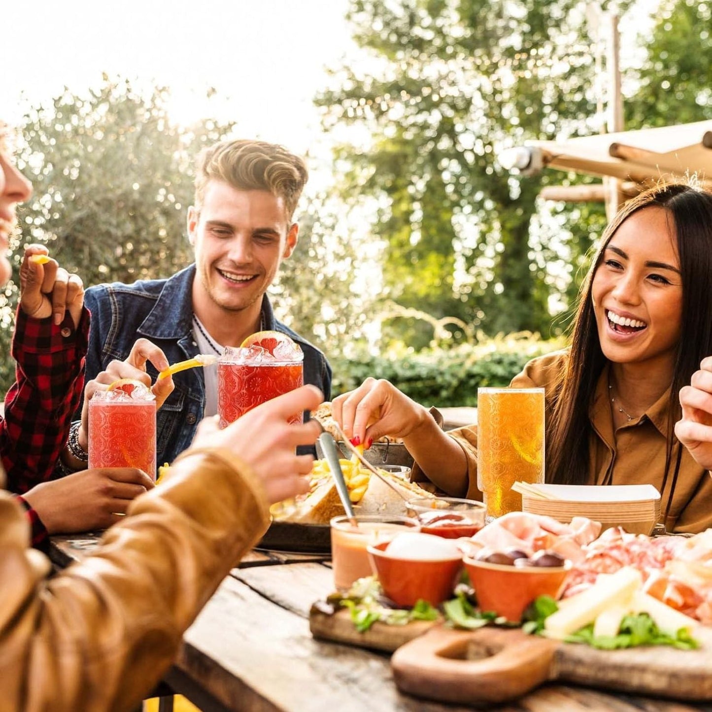 Set de 4 Vasos de vidrio Flor Begonia de 280 ml.