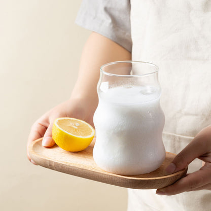 Set 4 Vasos Vidrio Diseño Ondas con Bombilla 510ml