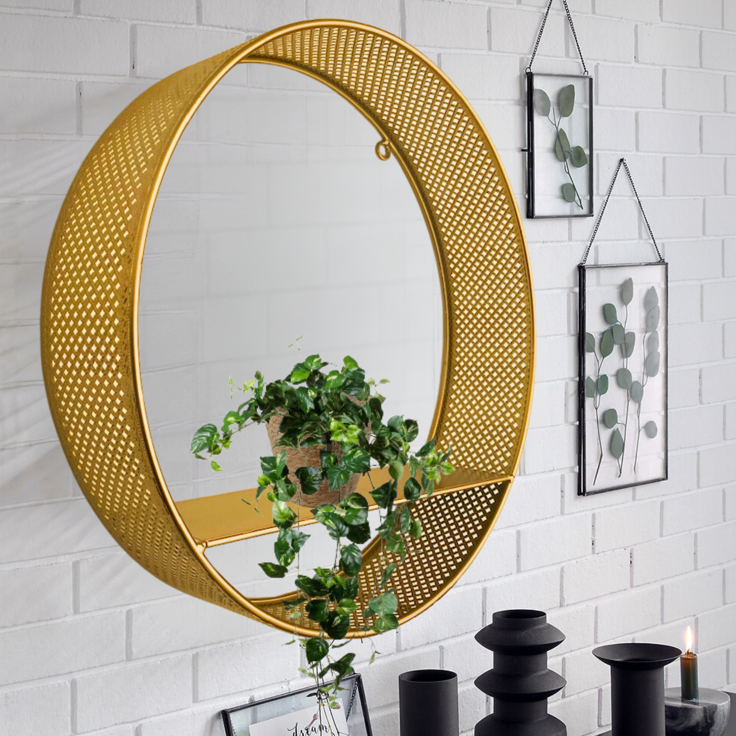 Soporte Porta Llaves Repisa Flotan Circular 35 Cm Cafe